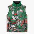 South Sydney Rabbitohs Sleeveless Puffer Jacket Aboriginal Dot Pattern - Rugby Mascot Heritage Pride