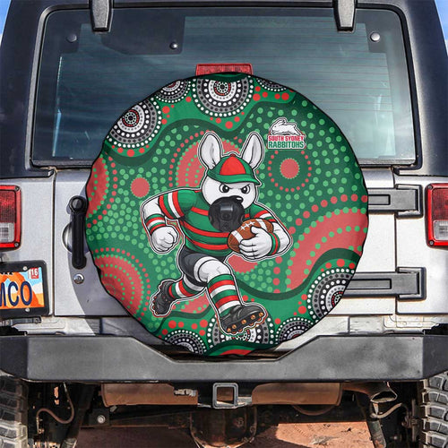 South Sydney Rabbitohs Spare Tire Cover Aboriginal Dot Pattern - Rugby Mascot Heritage Pride