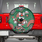 South Sydney Rabbitohs Spare Tire Cover Aboriginal Dot Pattern - Rugby Mascot Heritage Pride
