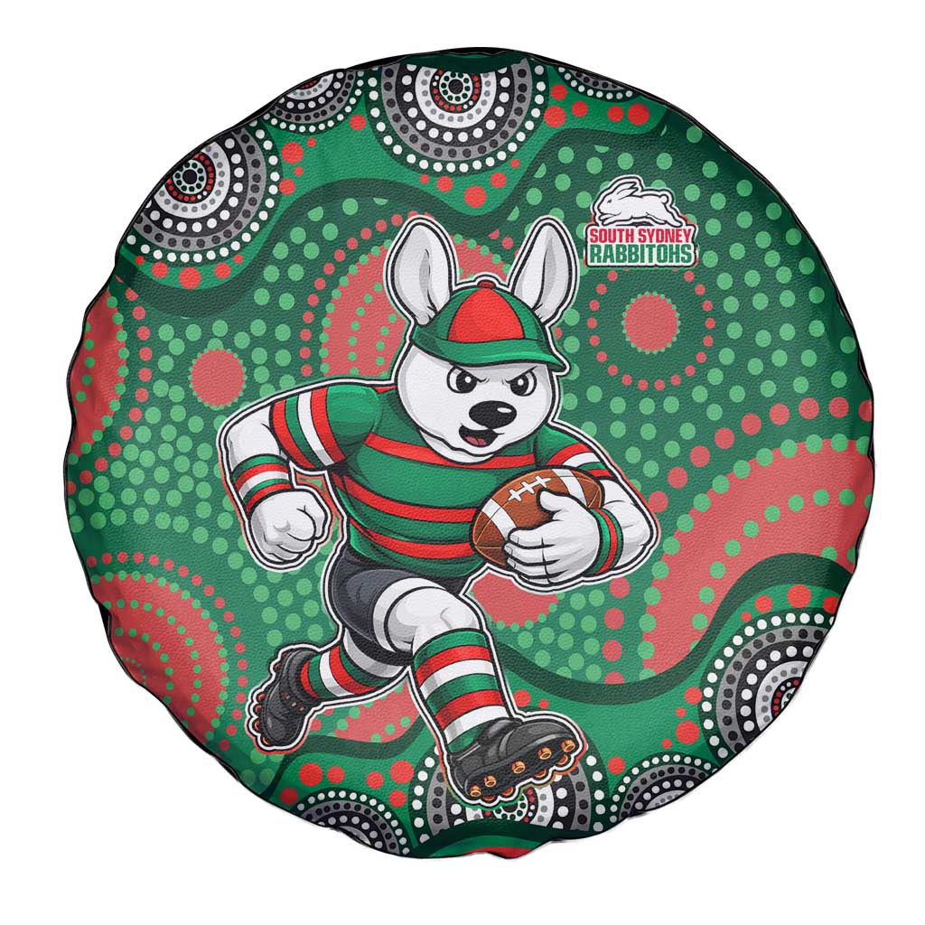South Sydney Rabbitohs Spare Tire Cover Aboriginal Dot Pattern - Rugby Mascot Heritage Pride