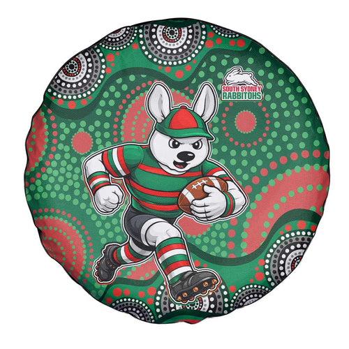 South Sydney Rabbitohs Spare Tire Cover Aboriginal Dot Pattern - Rugby Mascot Heritage Pride