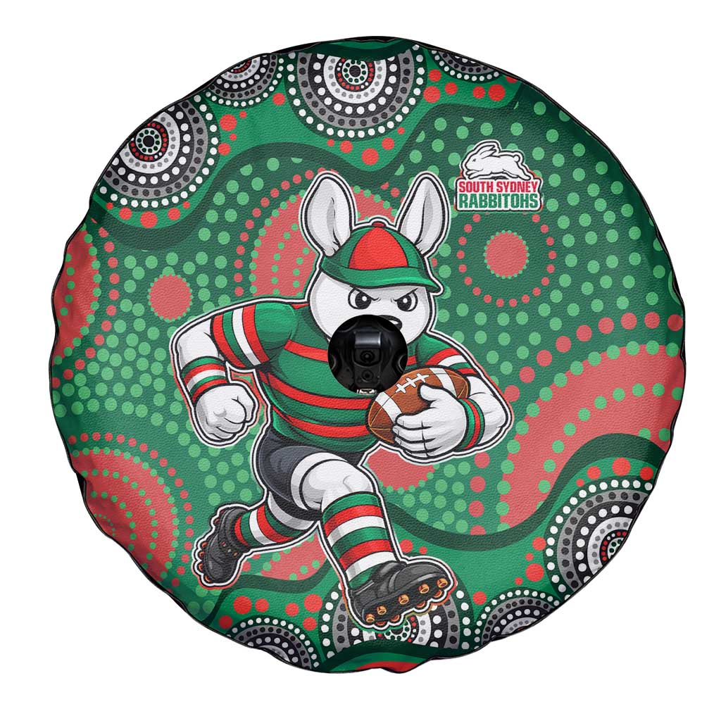 South Sydney Rabbitohs Spare Tire Cover Aboriginal Dot Pattern - Rugby Mascot Heritage Pride