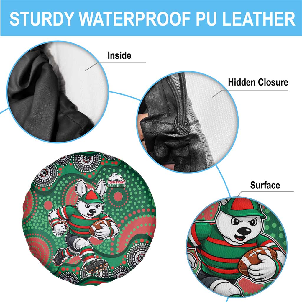 South Sydney Rabbitohs Spare Tire Cover Aboriginal Dot Pattern - Rugby Mascot Heritage Pride