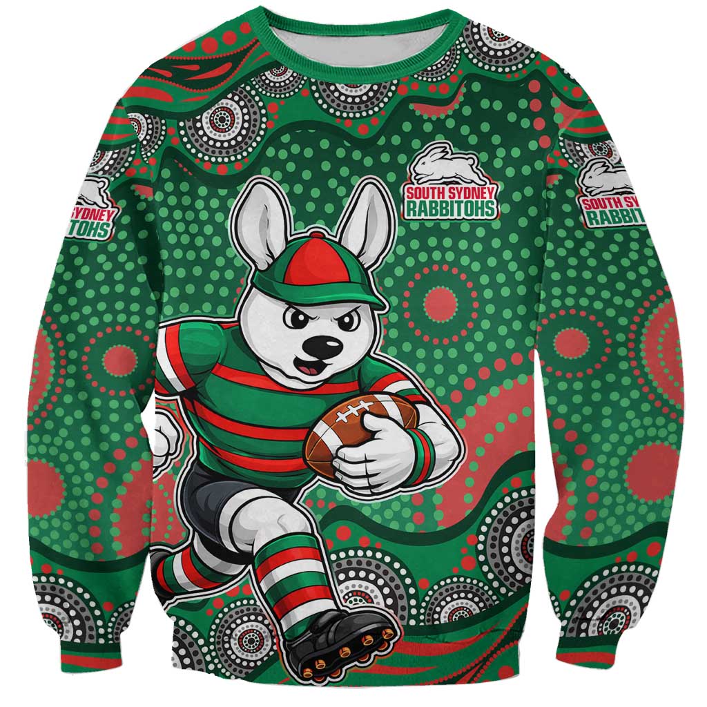 South Sydney Rabbitohs Sweatshirt Aboriginal Dot Pattern - Rugby Mascot Heritage Pride