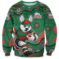 South Sydney Rabbitohs Sweatshirt Aboriginal Dot Pattern - Rugby Mascot Heritage Pride