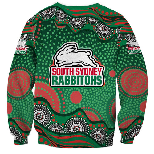 South Sydney Rabbitohs Sweatshirt Aboriginal Dot Pattern - Rugby Mascot Heritage Pride