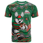 South Sydney Rabbitohs T Shirt Aboriginal Dot Pattern - Rugby Mascot Heritage Pride