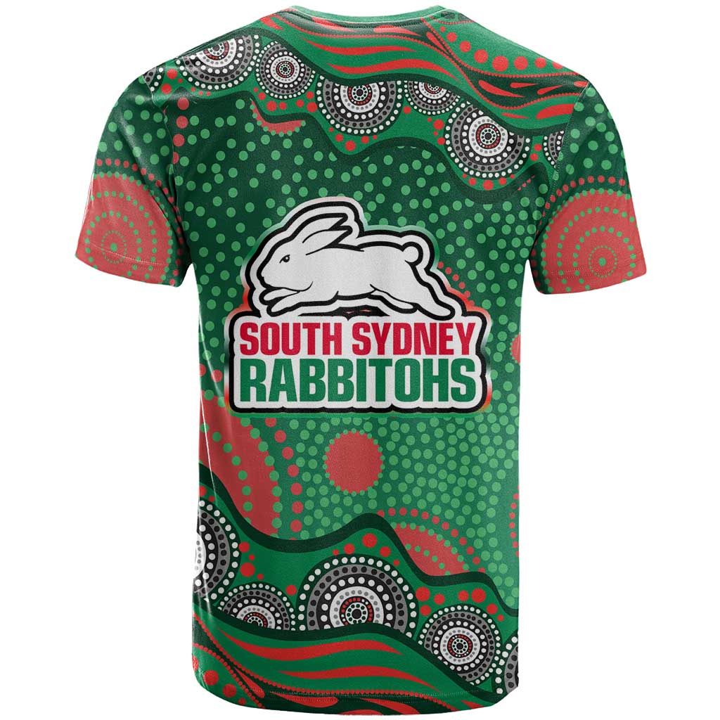 South Sydney Rabbitohs T Shirt Aboriginal Dot Pattern - Rugby Mascot Heritage Pride