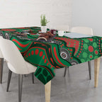 South Sydney Rabbitohs Tablecloth Aboriginal Dot Pattern - Rugby Mascot Heritage Pride