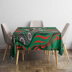 South Sydney Rabbitohs Tablecloth Aboriginal Dot Pattern - Rugby Mascot Heritage Pride