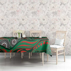 South Sydney Rabbitohs Tablecloth Aboriginal Dot Pattern - Rugby Mascot Heritage Pride