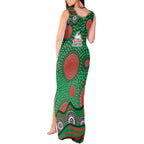 South Sydney Rabbitohs Tank Maxi Dress Aboriginal Dot Pattern - Rugby Mascot Heritage Pride