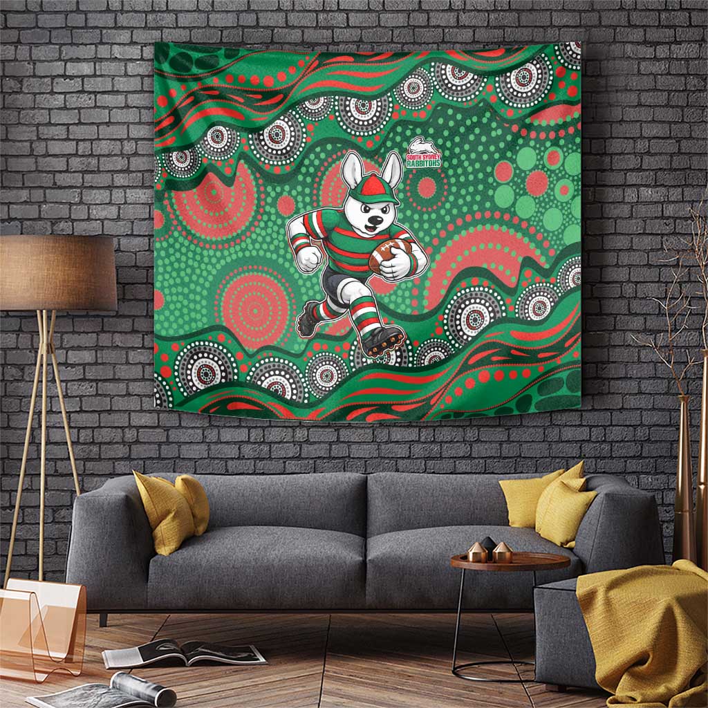 South Sydney Rabbitohs Tapestry Aboriginal Dot Pattern - Rugby Mascot Heritage Pride
