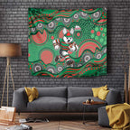 South Sydney Rabbitohs Tapestry Aboriginal Dot Pattern - Rugby Mascot Heritage Pride
