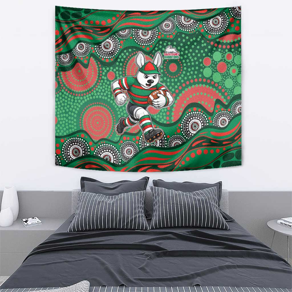 South Sydney Rabbitohs Tapestry Aboriginal Dot Pattern - Rugby Mascot Heritage Pride