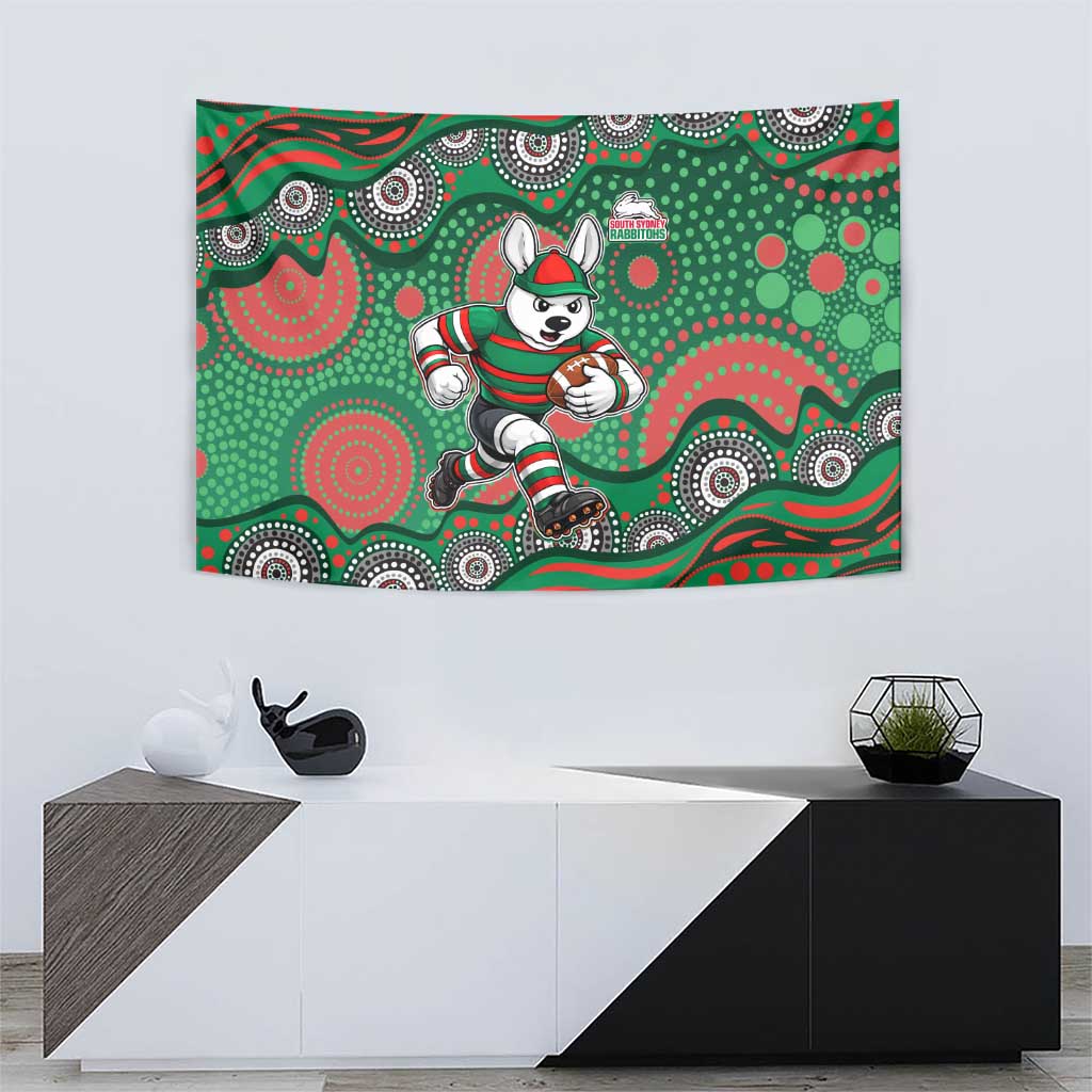 South Sydney Rabbitohs Tapestry Aboriginal Dot Pattern - Rugby Mascot Heritage Pride