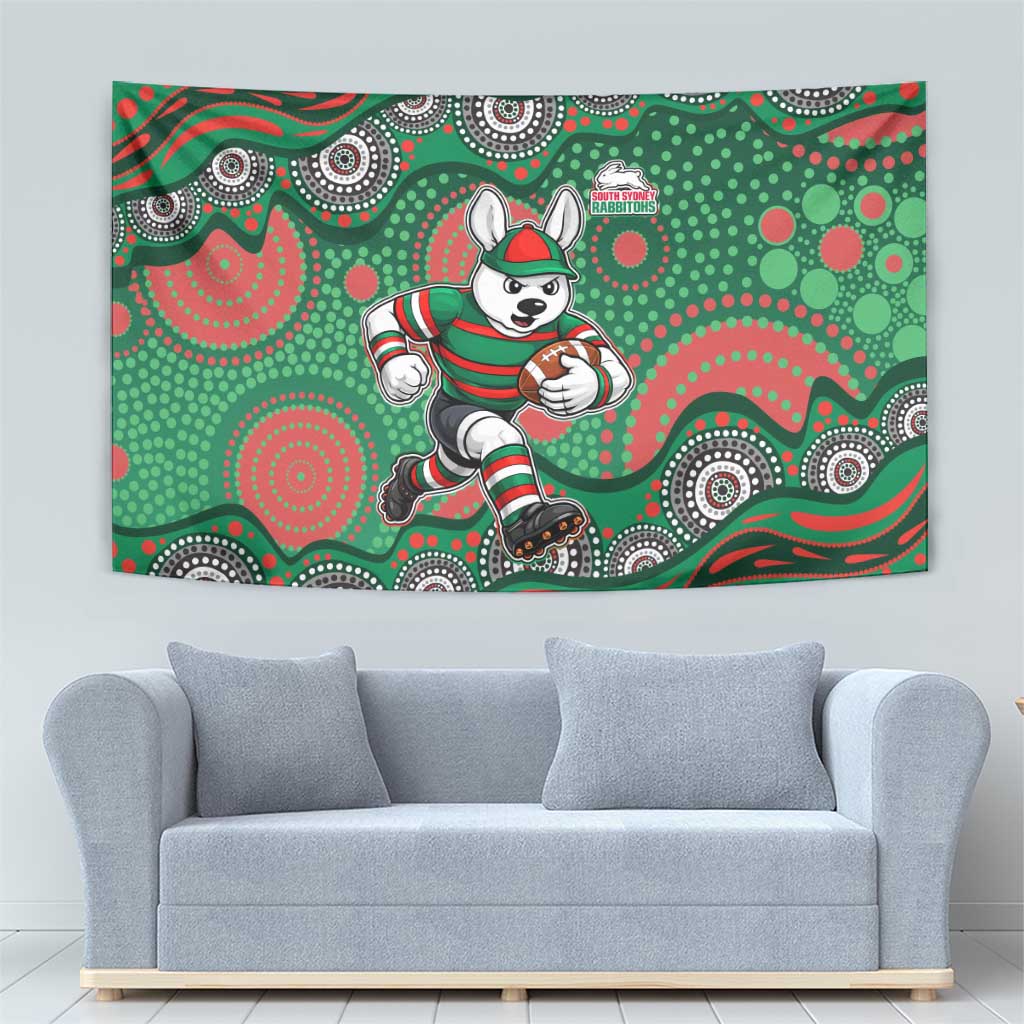 South Sydney Rabbitohs Tapestry Aboriginal Dot Pattern - Rugby Mascot Heritage Pride