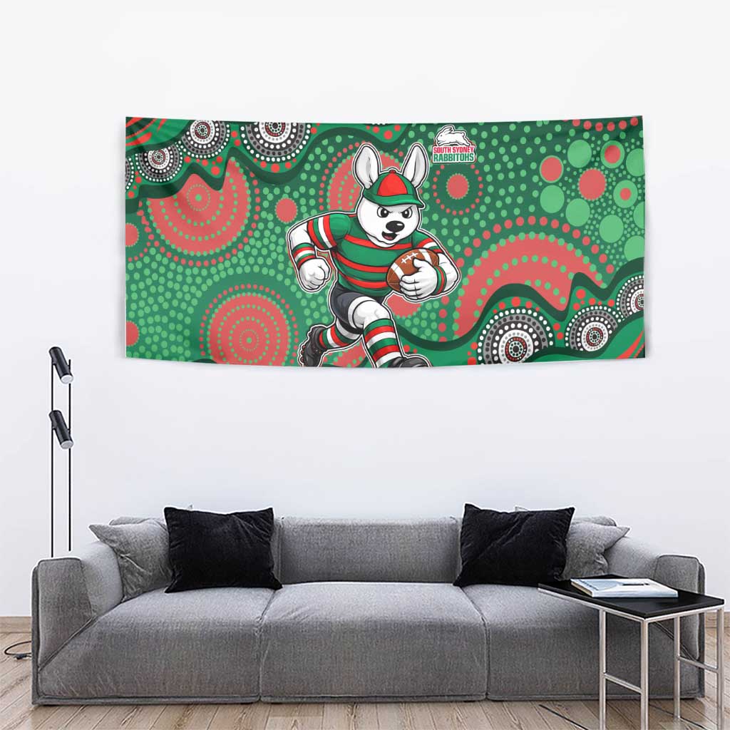 South Sydney Rabbitohs Tapestry Aboriginal Dot Pattern - Rugby Mascot Heritage Pride