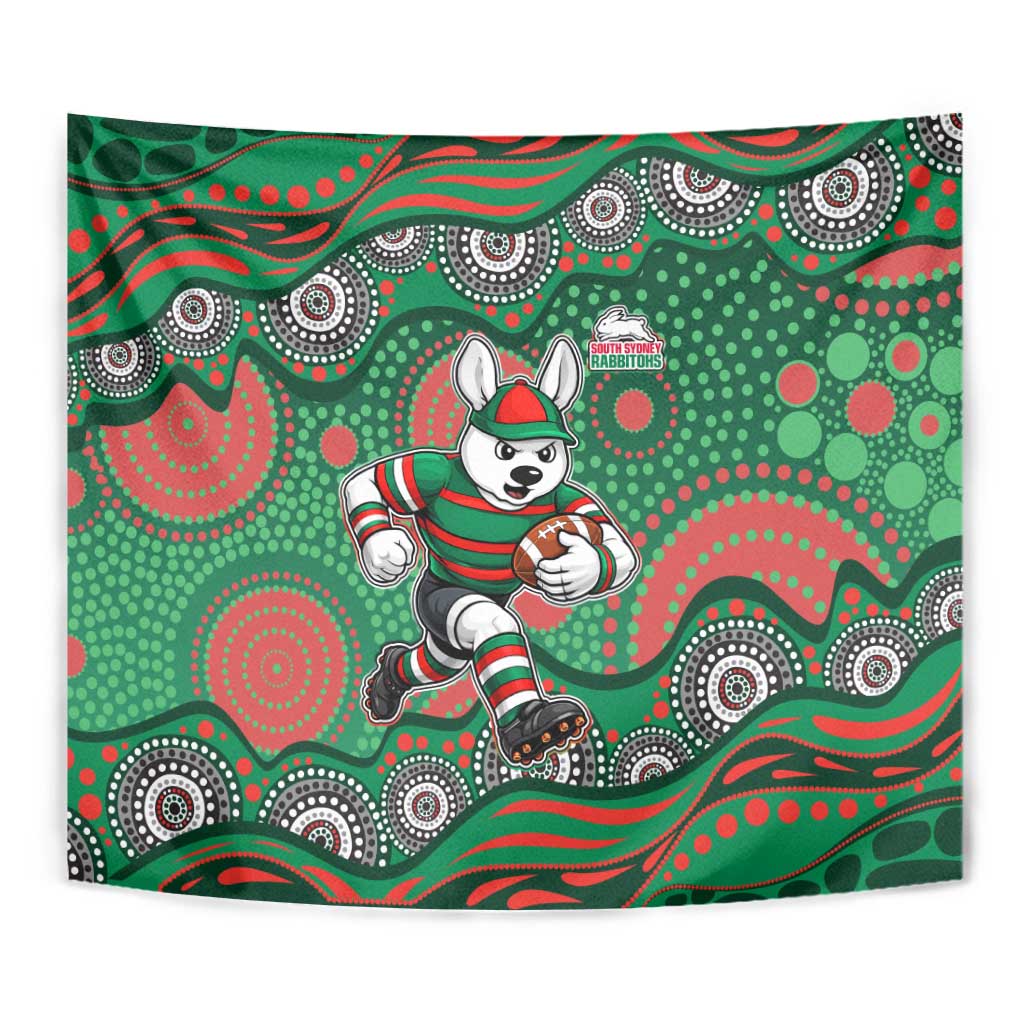 South Sydney Rabbitohs Tapestry Aboriginal Dot Pattern - Rugby Mascot Heritage Pride