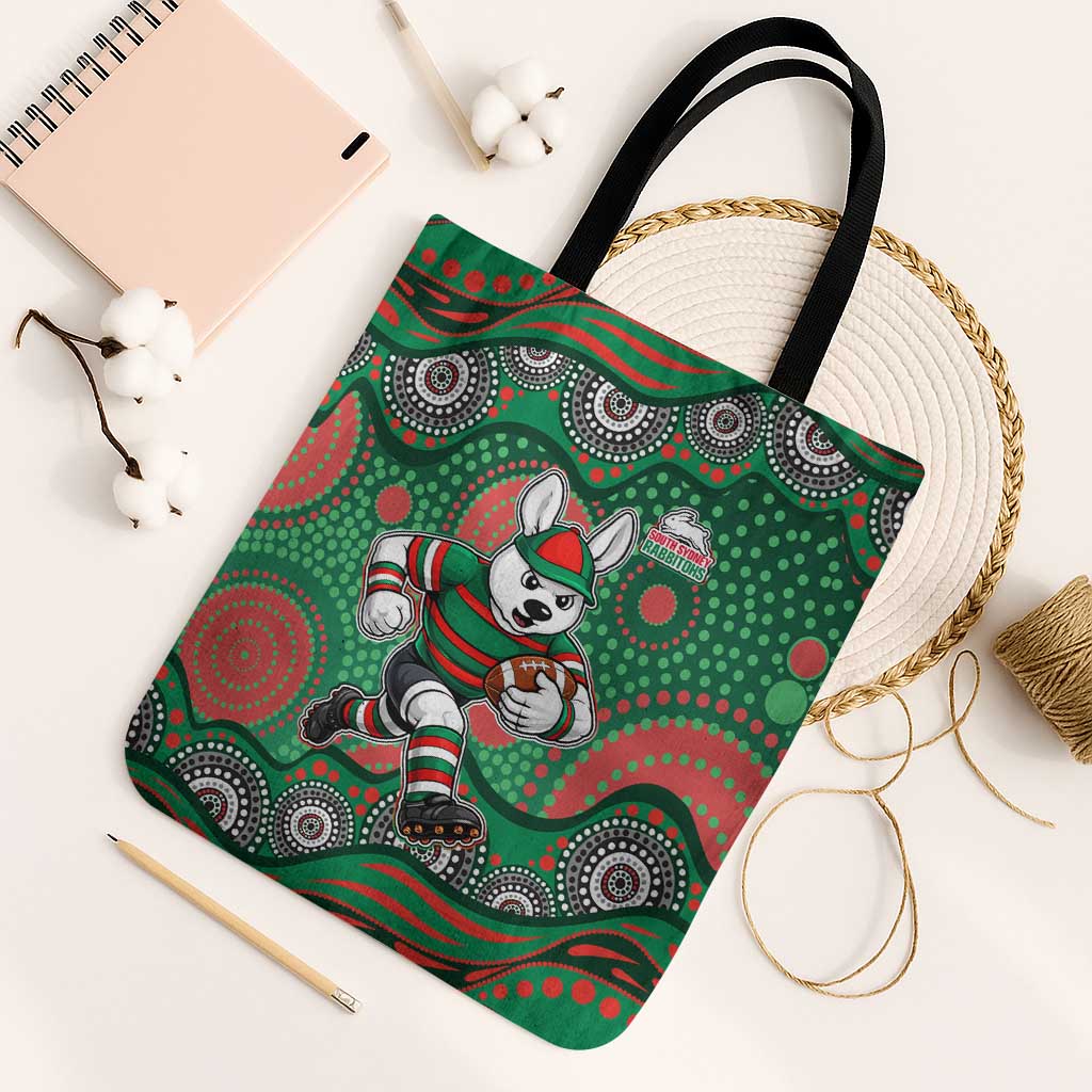 South Sydney Rabbitohs Tote Bag Aboriginal Dot Pattern - Rugby Mascot Heritage Pride