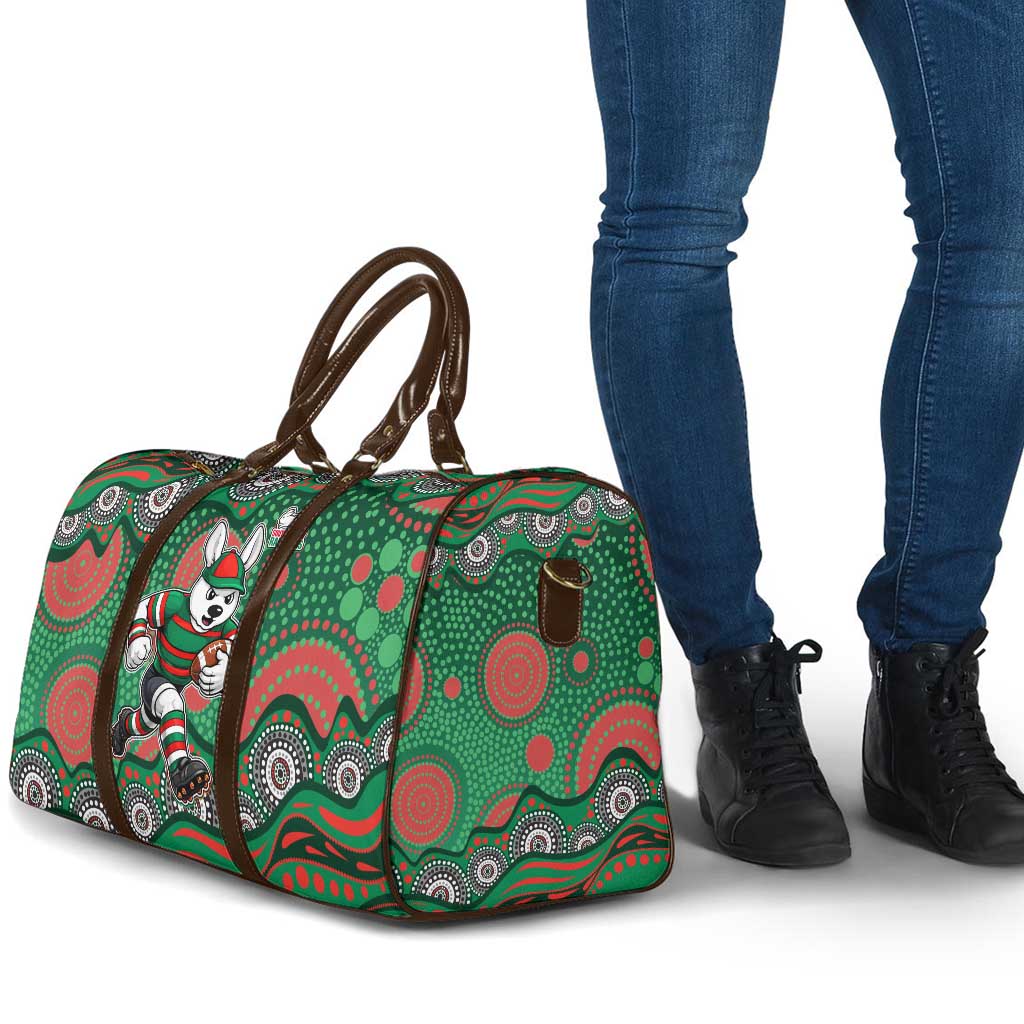 South Sydney Rabbitohs Travel Bag Aboriginal Dot Pattern - Rugby Mascot Heritage Pride