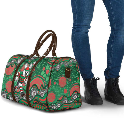 South Sydney Rabbitohs Travel Bag Aboriginal Dot Pattern - Rugby Mascot Heritage Pride