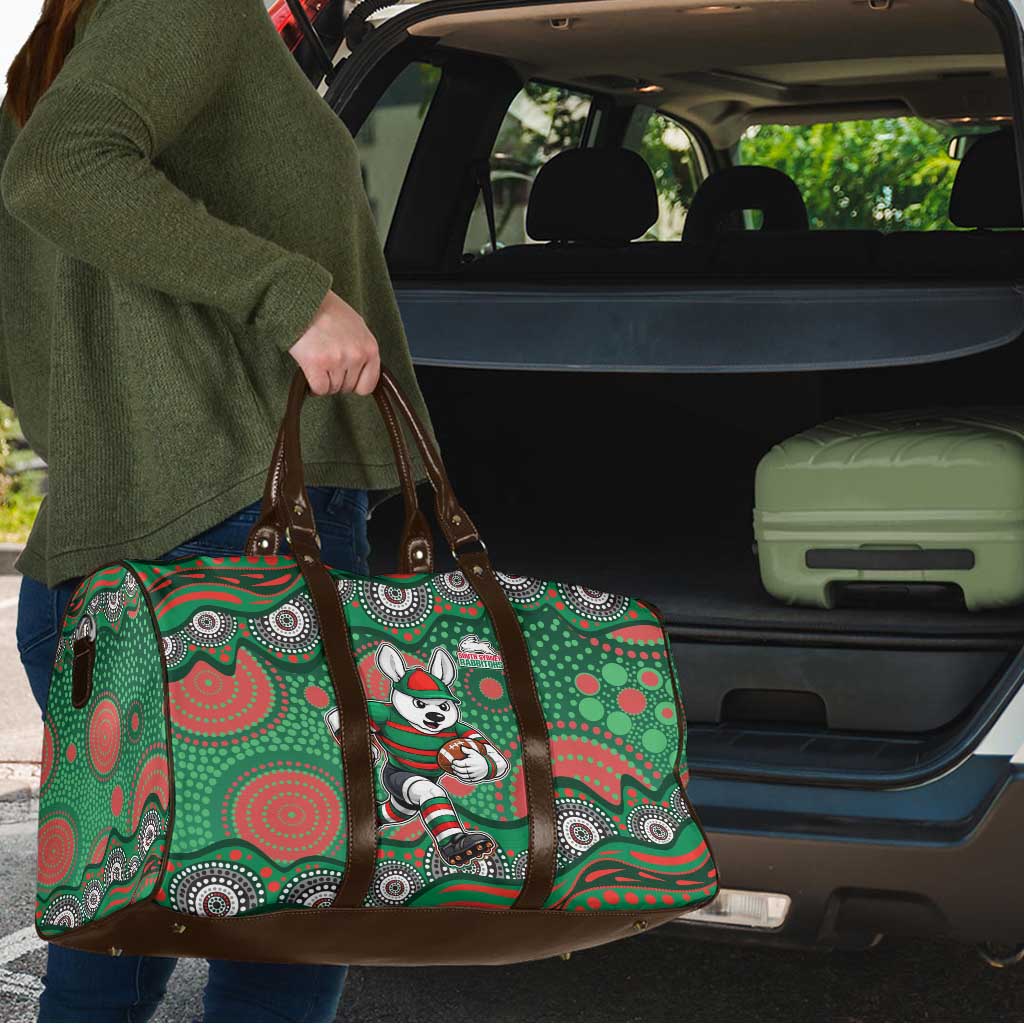 South Sydney Rabbitohs Travel Bag Aboriginal Dot Pattern - Rugby Mascot Heritage Pride