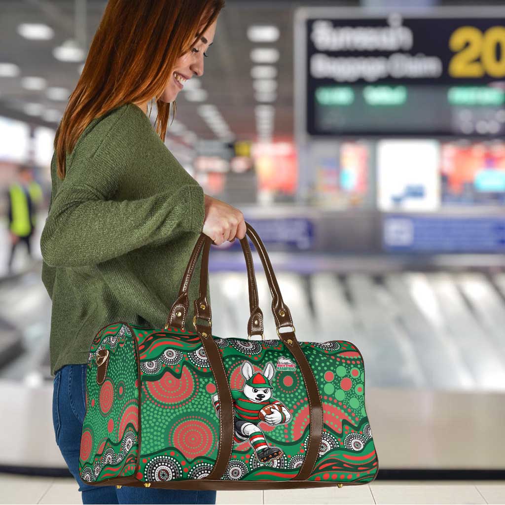 South Sydney Rabbitohs Travel Bag Aboriginal Dot Pattern - Rugby Mascot Heritage Pride