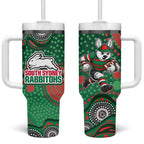 South Sydney Rabbitohs Tumbler With Handle Aboriginal Dot Pattern - Rugby Mascot Heritage Pride