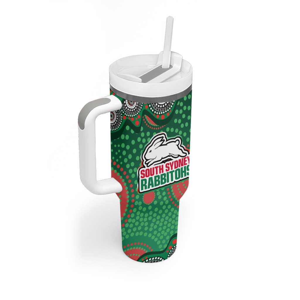 South Sydney Rabbitohs Tumbler With Handle Aboriginal Dot Pattern - Rugby Mascot Heritage Pride