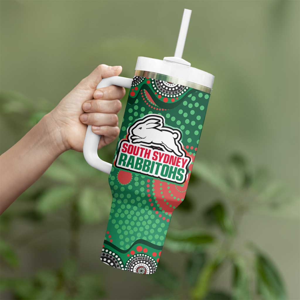 South Sydney Rabbitohs Tumbler With Handle Aboriginal Dot Pattern - Rugby Mascot Heritage Pride