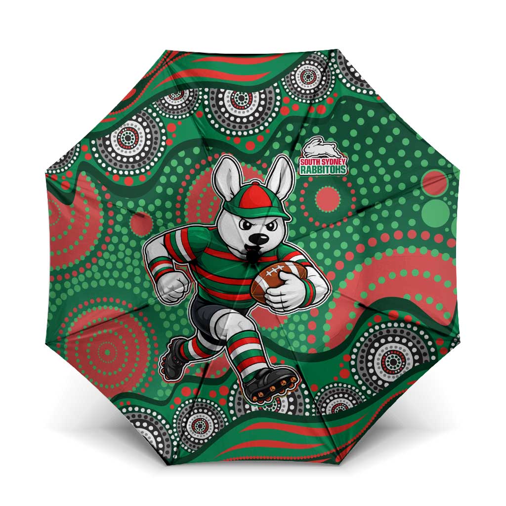 South Sydney Rabbitohs Umbrella Aboriginal Dot Pattern - Rugby Mascot Heritage Pride
