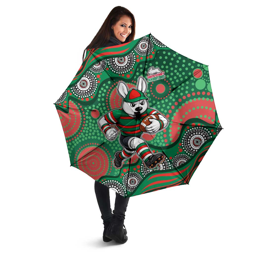 South Sydney Rabbitohs Umbrella Aboriginal Dot Pattern - Rugby Mascot Heritage Pride