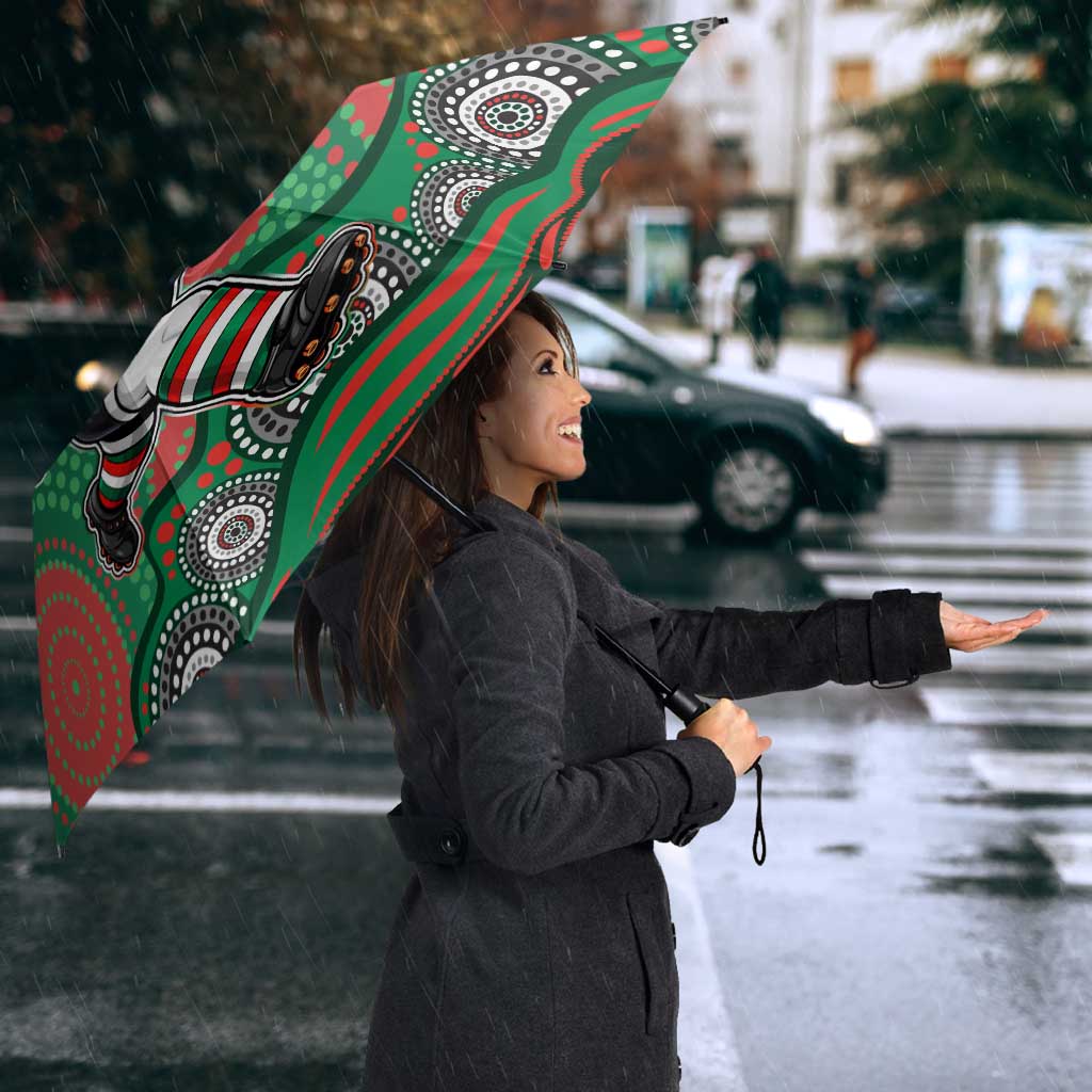 South Sydney Rabbitohs Umbrella Aboriginal Dot Pattern - Rugby Mascot Heritage Pride