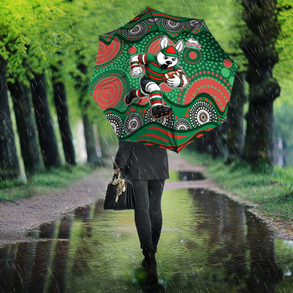 South Sydney Rabbitohs Umbrella Aboriginal Dot Pattern - Rugby Mascot Heritage Pride