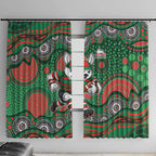 South Sydney Rabbitohs Window Curtain Aboriginal Dot Pattern - Rugby Mascot Heritage Pride