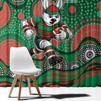 South Sydney Rabbitohs Window Curtain Aboriginal Dot Pattern - Rugby Mascot Heritage Pride