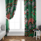 South Sydney Rabbitohs Window Curtain Aboriginal Dot Pattern - Rugby Mascot Heritage Pride
