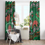 South Sydney Rabbitohs Window Curtain Aboriginal Dot Pattern - Rugby Mascot Heritage Pride
