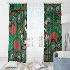 South Sydney Rabbitohs Window Curtain Aboriginal Dot Pattern - Rugby Mascot Heritage Pride