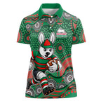 South Sydney Rabbitohs Women Polo Shirt Aboriginal Dot Pattern - Rugby Mascot Heritage Pride