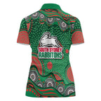South Sydney Rabbitohs Women Polo Shirt Aboriginal Dot Pattern - Rugby Mascot Heritage Pride