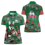 South Sydney Rabbitohs Women Polo Shirt Aboriginal Dot Pattern - Rugby Mascot Heritage Pride