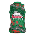 South Sydney Rabbitohs Women Sleeveless Polo Shirt Aboriginal Dot Pattern - Rugby Mascot Heritage Pride