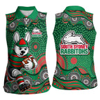 South Sydney Rabbitohs Women Sleeveless Polo Shirt Aboriginal Dot Pattern - Rugby Mascot Heritage Pride