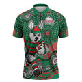 South Sydney Rabbitohs Zipper Polo Shirt Aboriginal Dot Pattern - Rugby Mascot Heritage Pride