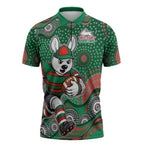 South Sydney Rabbitohs Zipper Polo Shirt Aboriginal Dot Pattern - Rugby Mascot Heritage Pride