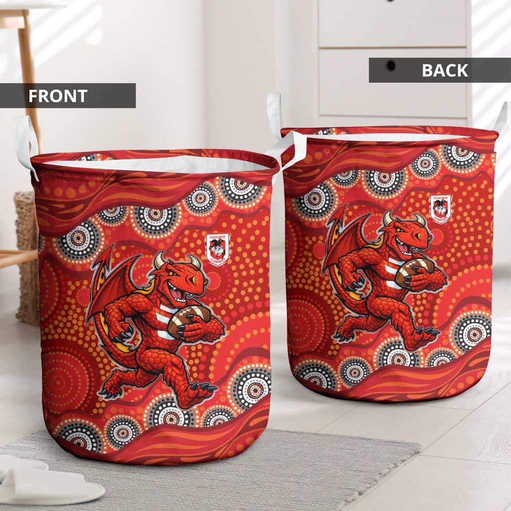 St. George Illawarra Dragons Laundry Basket Aboriginal Dot Pattern - Rugby Mascot Heritage Pride