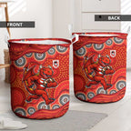 St. George Illawarra Dragons Laundry Basket Aboriginal Dot Pattern - Rugby Mascot Heritage Pride