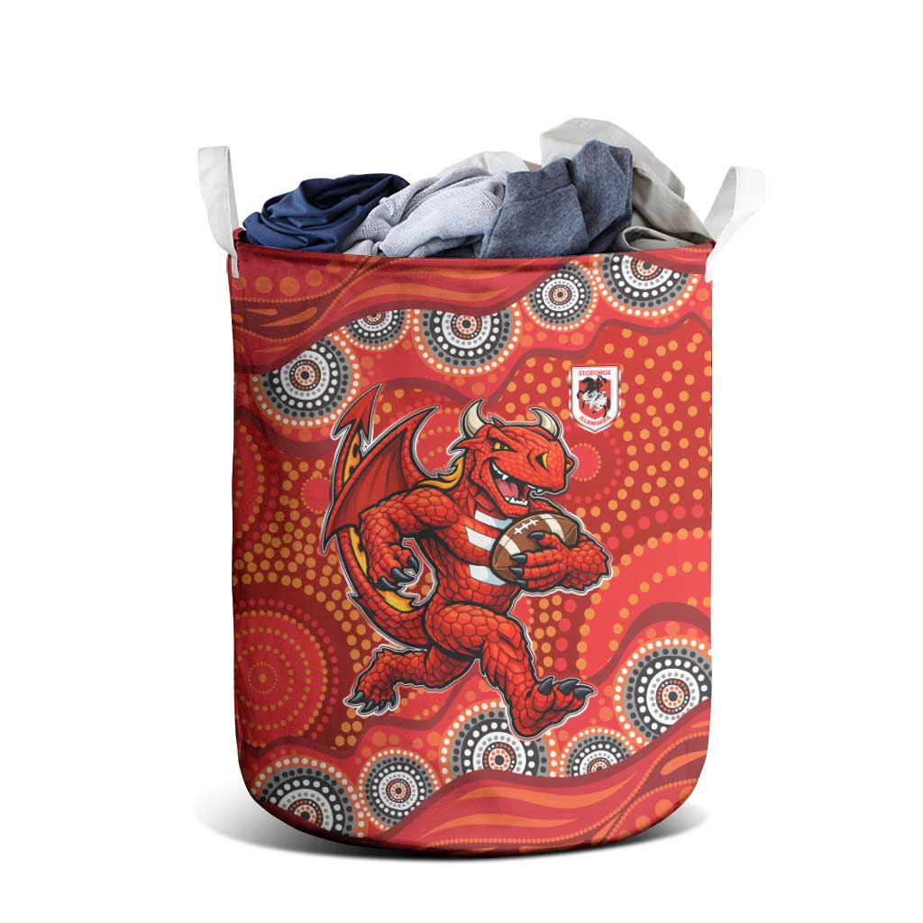 St. George Illawarra Dragons Laundry Basket Aboriginal Dot Pattern - Rugby Mascot Heritage Pride